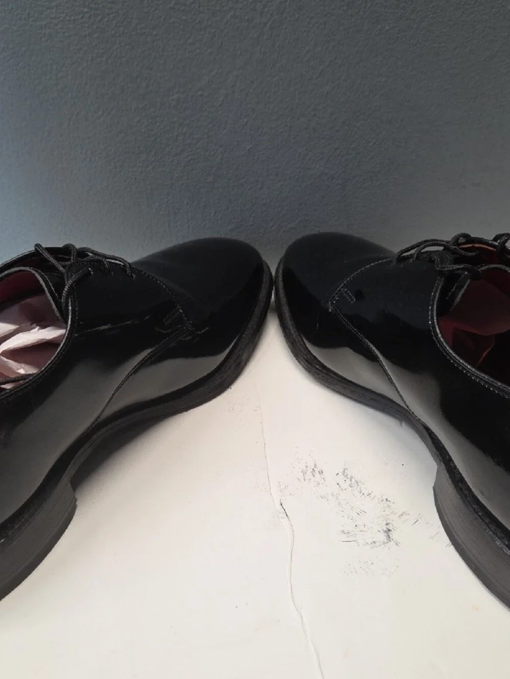 Allen Edmonds Formal Black Patent Leather Tuxedo Oxfords with Red Lining Size 8